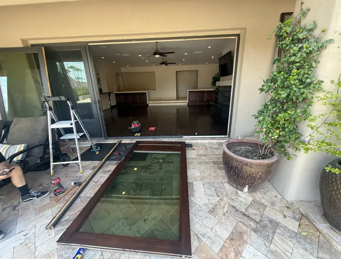 Sliding patio door opening during a smooth glide check